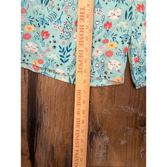 Cuddl Duds Pajama Shorts Womens Small Light Blue Cat Floral Print Pockets Sleep - Picture 5 of 5
